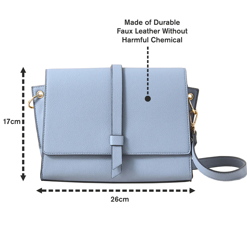 Accessorize London Women's Faux Leather Blue Large Strap Detail Sling Bag