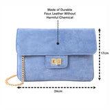 Accessorize London Women's Faux Leather Blue Suedette flat fold clutch