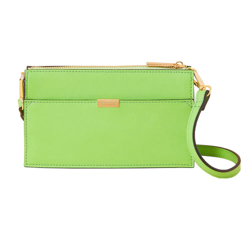 Accessorize London Women's Faux Leather Green Small Zip Sling Bag