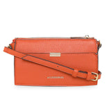 Accessorize London Women's Faux Leather Orange Small zip Sling Bag