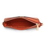 Accessorize London Women's Faux Leather Orange Small zip Sling Bag