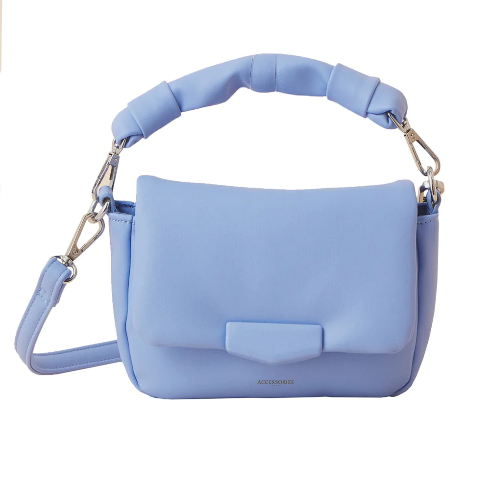 Accessorize London Women's Faux Leather Blue Puffer Sling Bag