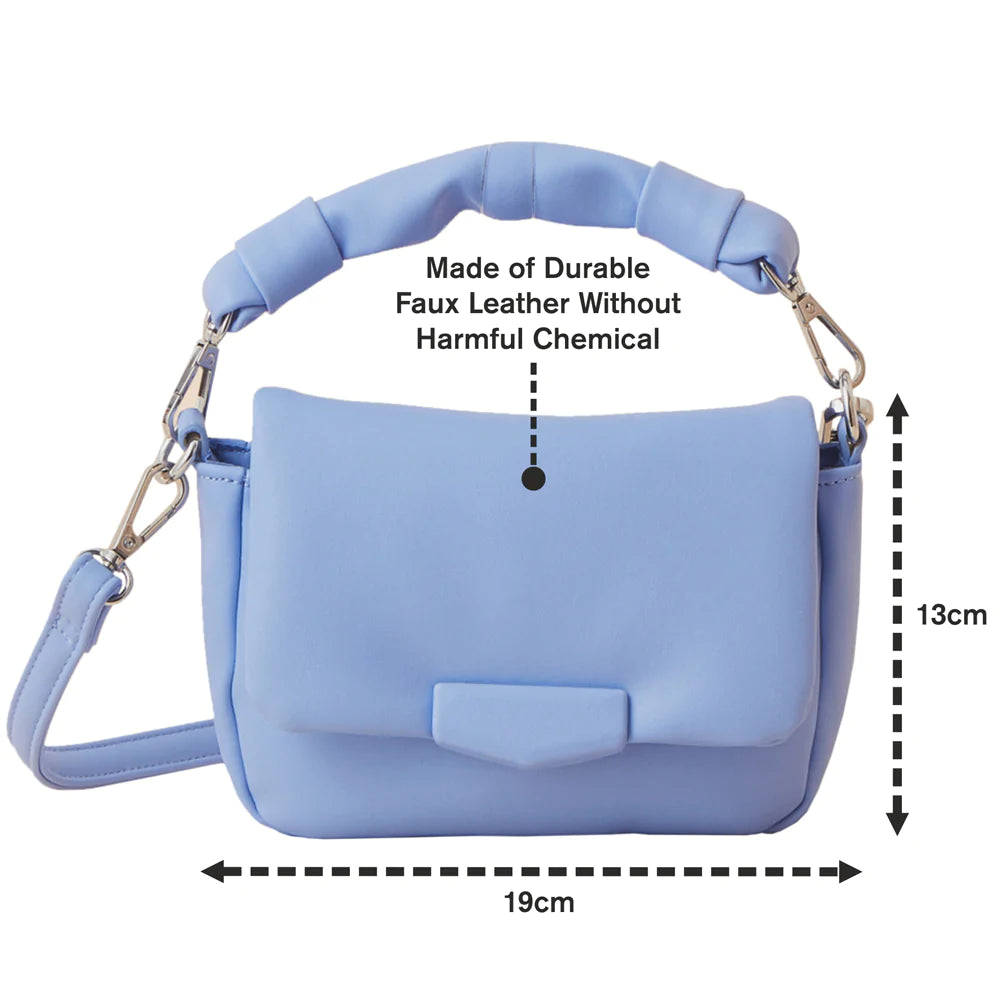 Accessorize London Women's Faux Leather Blue Puffer Sling Bag