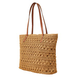 Accessorize London Women's Brown Classic raffia shoulder Beach bag