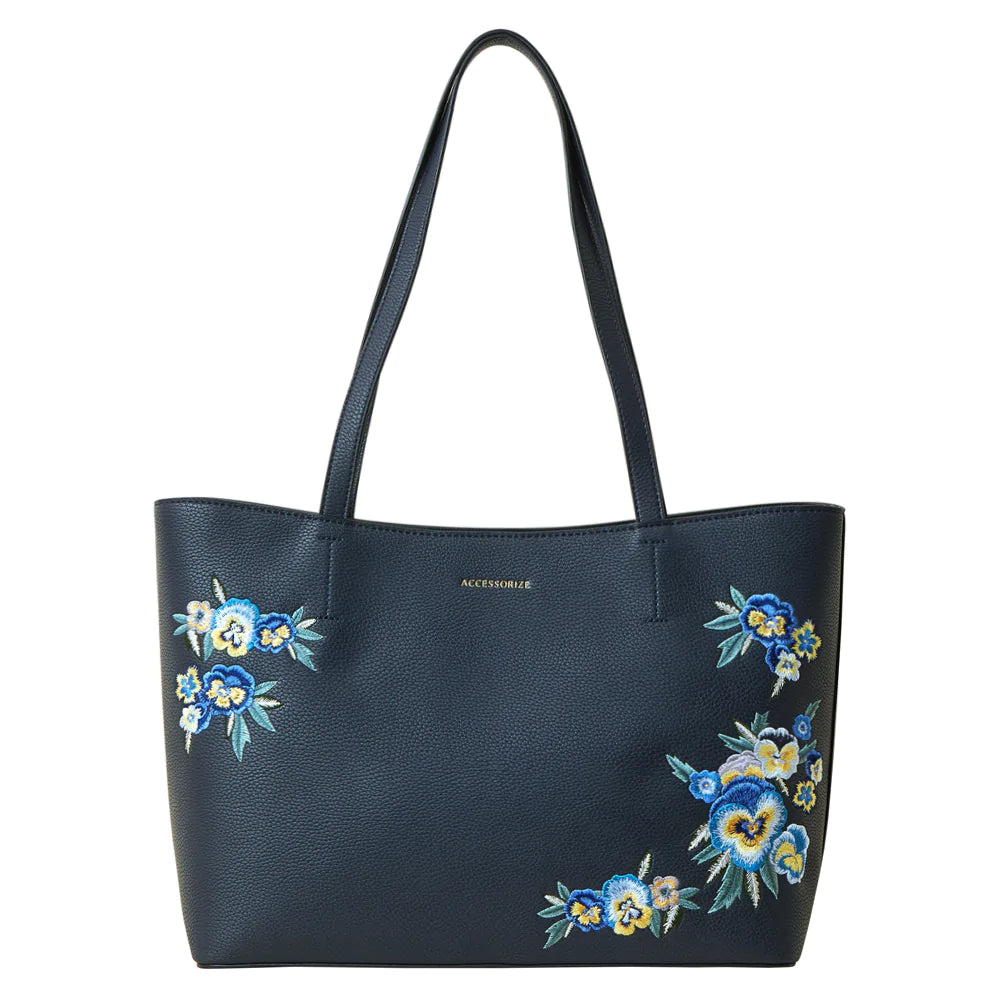 Buy Blue Floral Embroidered Tote Bag Online - Accessorize India