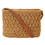 Accessorize London Women's Brown Classic Raffia Sling Beach bag