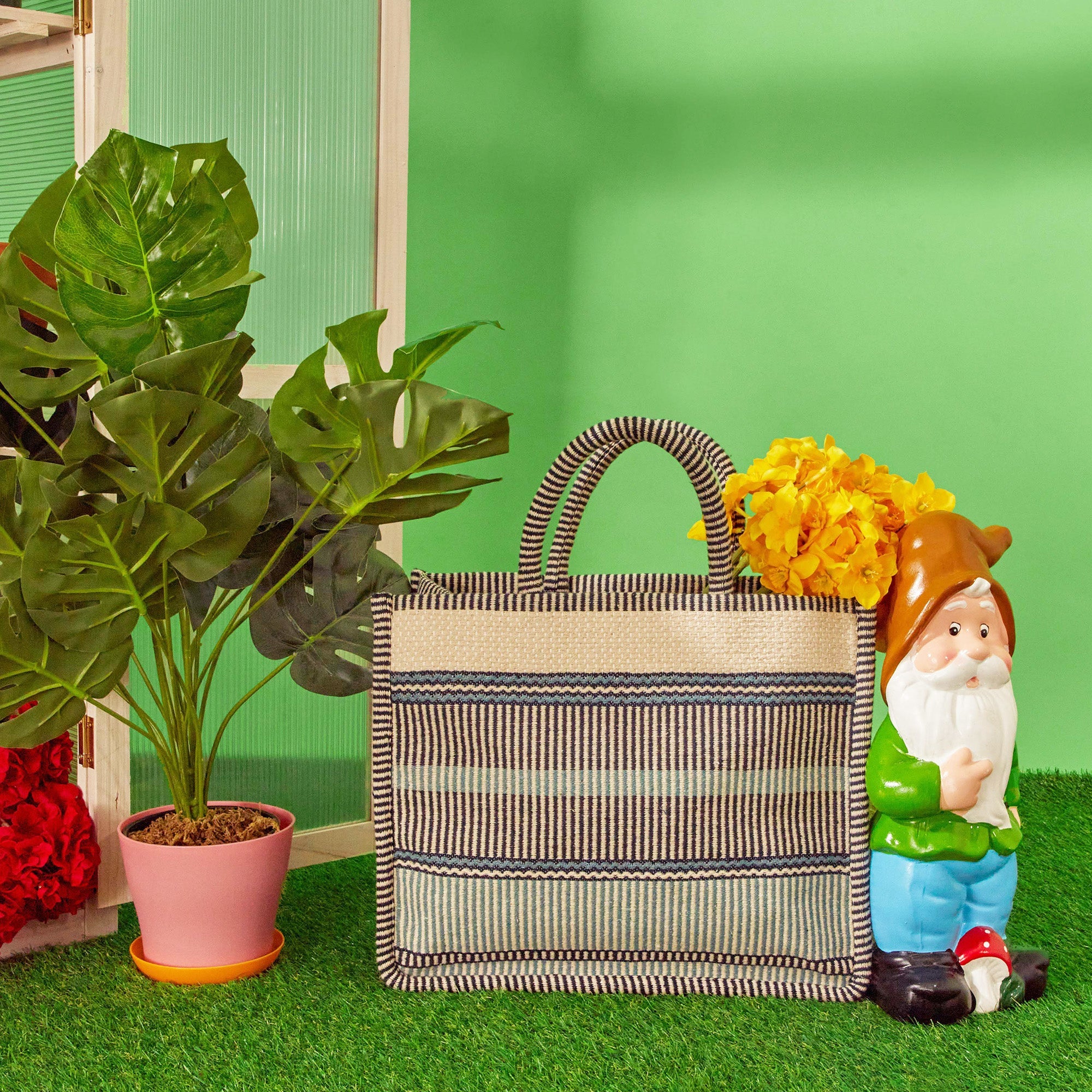 Accessorize London Women's Stripe Woven Large Handheld Bag