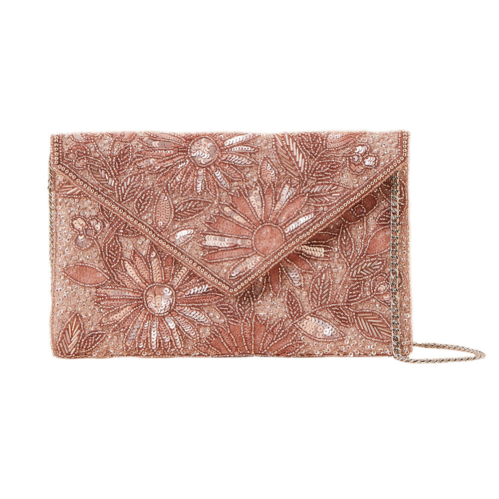 Accessorize London Women's Pink Tara embellished classic clutch