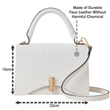 Accessorize London Women's Faux Leather White Small logo handheld Satchel Sling Bag