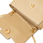 Accessorize London Women's Faux Leather Gold Snaffle detail faux croc Sling Bag