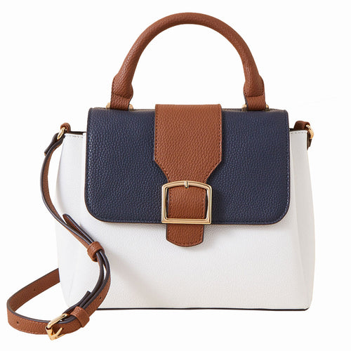 Accessorize London Women's Faux Leather Multi Colourblock handheld Satchel Sling Bag