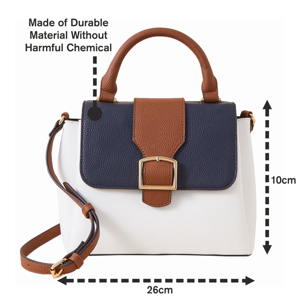 Accessorize London Women's Faux Leather Multi Colourblock handheld Satchel Sling Bag