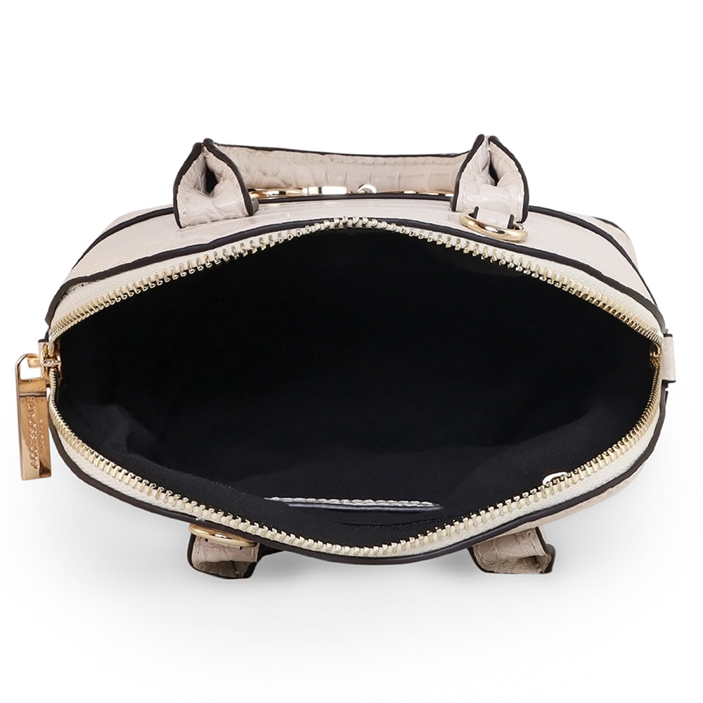 Accessorize London Women's Faux Leather Cream Snaffle mini kettle Sling Bag
