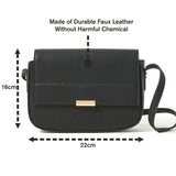 Accessorize London Women's Faux Leather Black Straight flap saddle cross-body bag