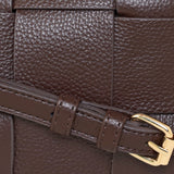 Accessorize London Women's Faux Leather Brown Woven mini weave Sling bag