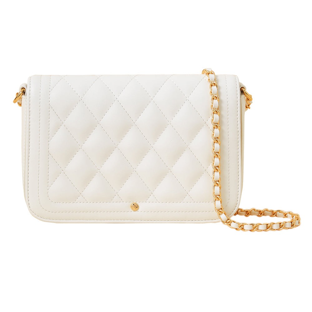 Accessorize London Women's Faux Leather Classic quilted chain crossbody
