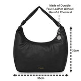 Accessorize London Women's Black Faux Leather Large scoop shoulder bag