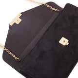Accessorize London Women's Black Suedette envelope clutch bag