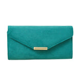 Accessorize London Women's Green Suedette envelope clutch bag