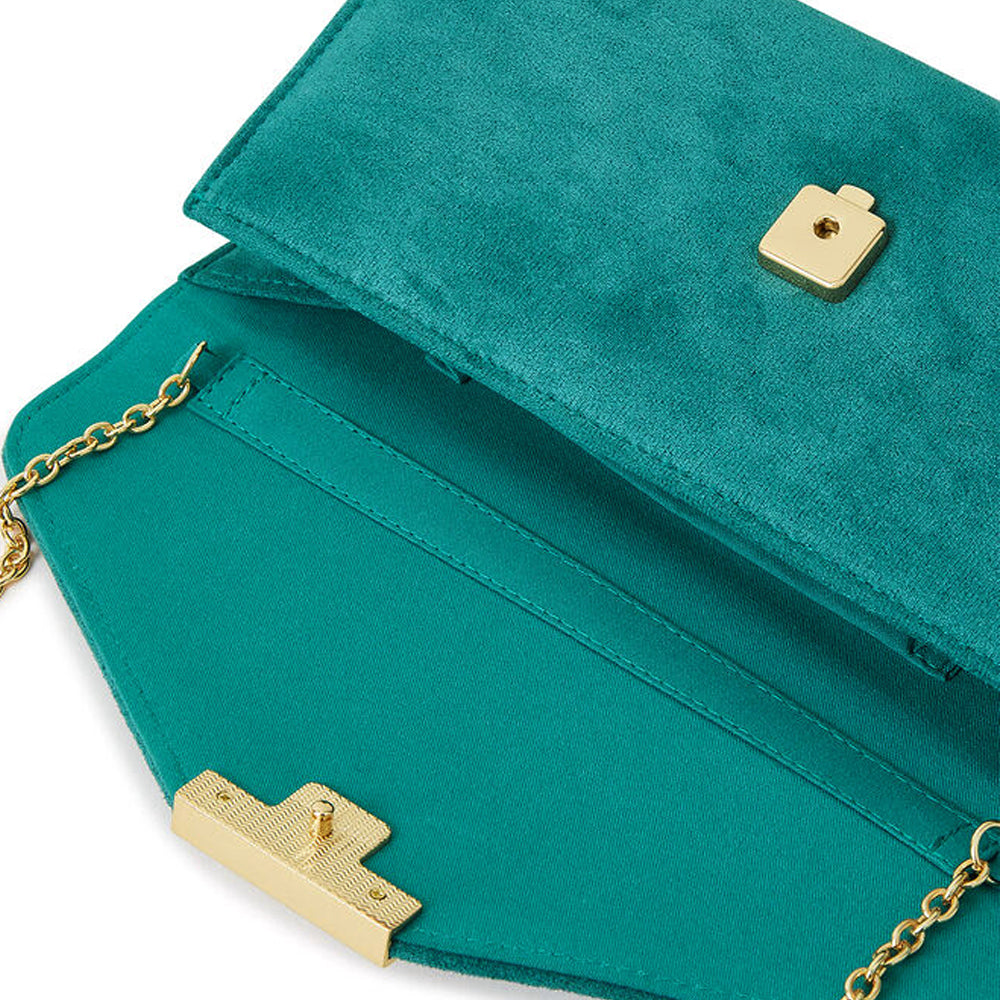 Accessorize London Women's Green Suedette envelope clutch bag