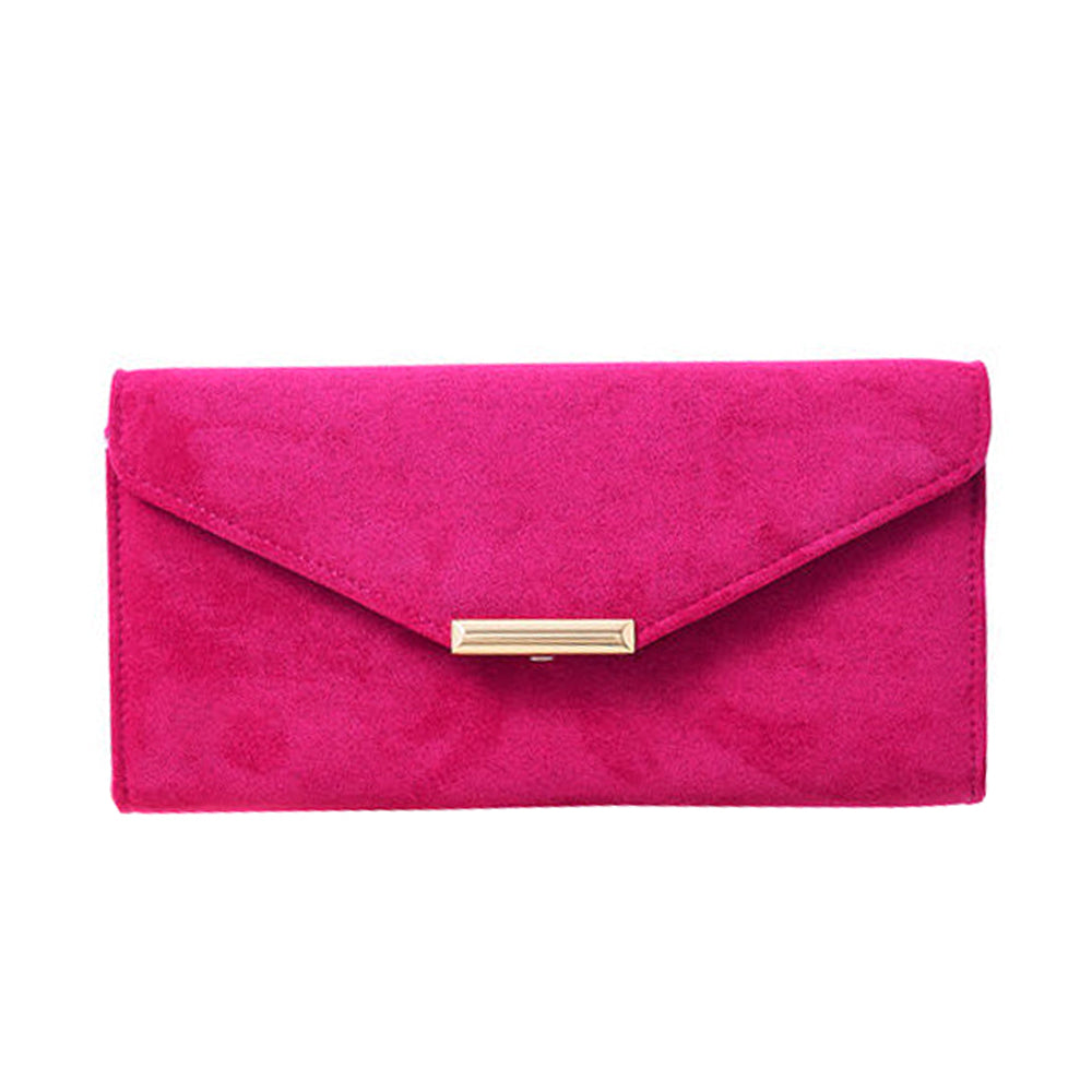 Accessorize London Women's Pink Suedette envelope clutch bag