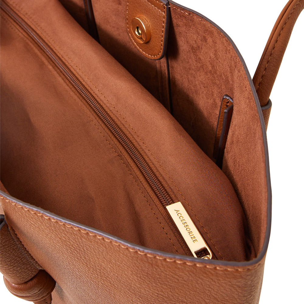 Accessorize London Tan Knot Detail Shoulder Bag