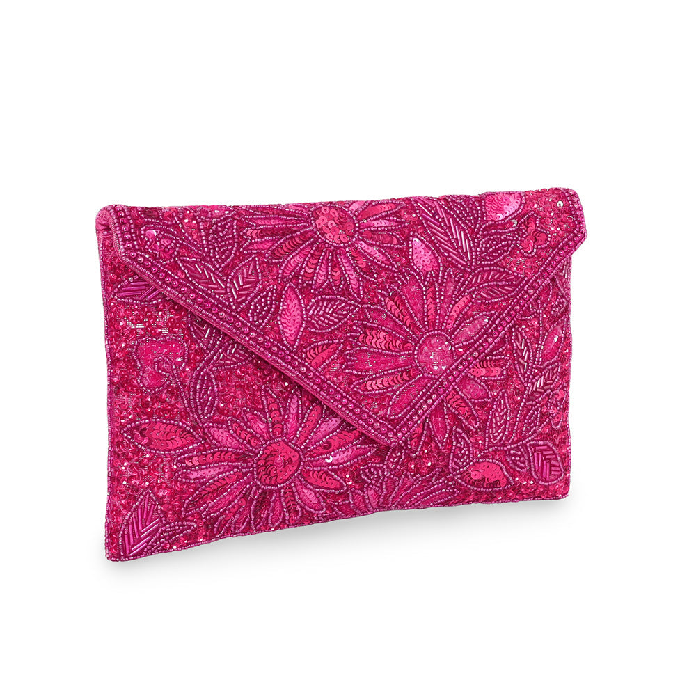 Pink beaded clutch bag sale