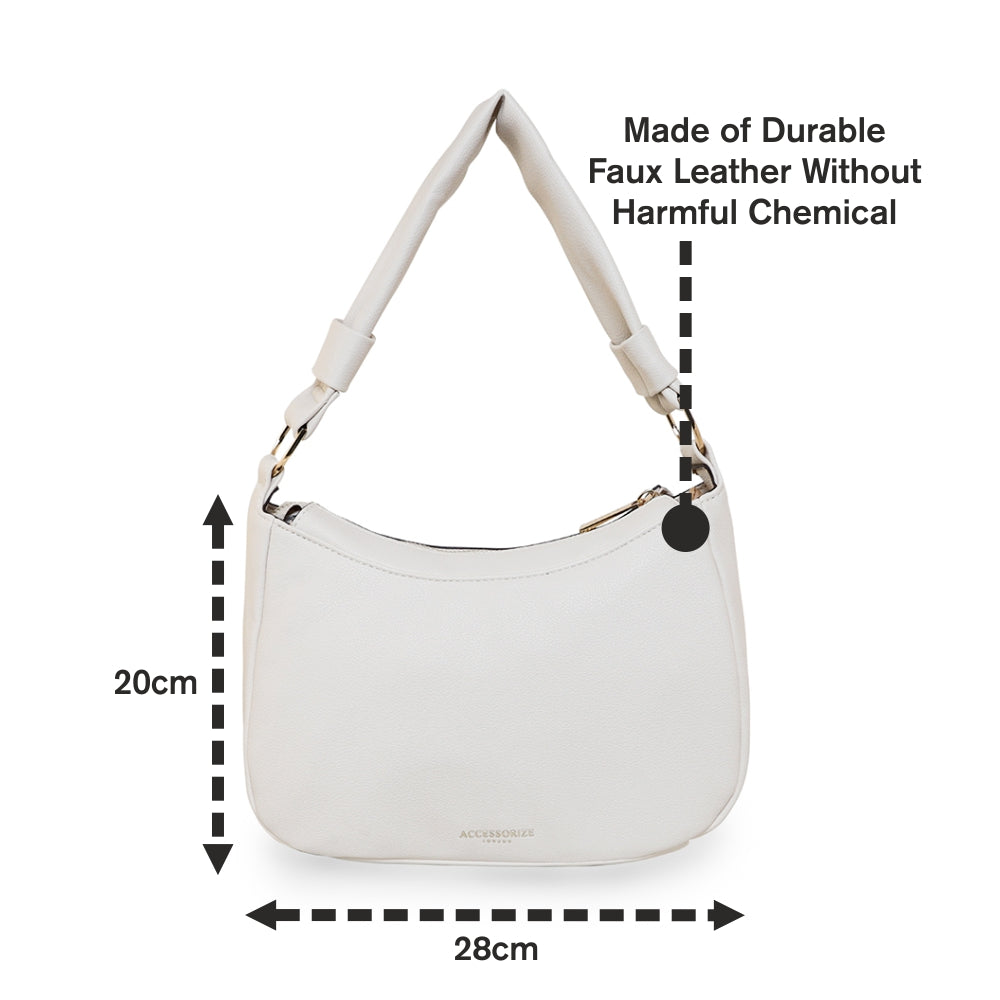 Accessorize London Women's Cream Faux Leather Small scoop shoulder bag