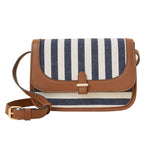Accessorize London Women's Blue Stripe Sling bag with trim