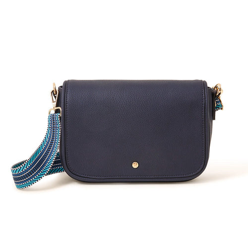 Accessorize London Women's Blue Webbing Strap Flap Sling Bag