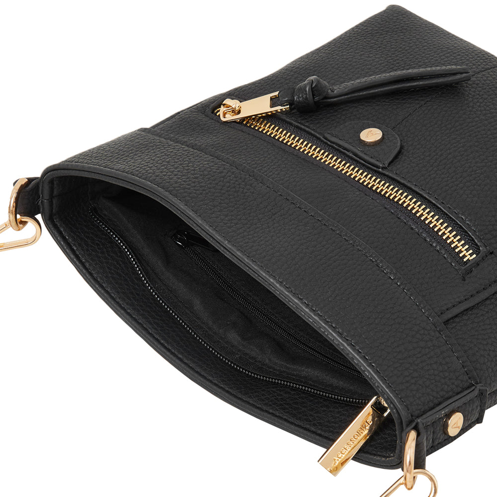 Accessorize London Women's Black Classic Messenger Sling Bag