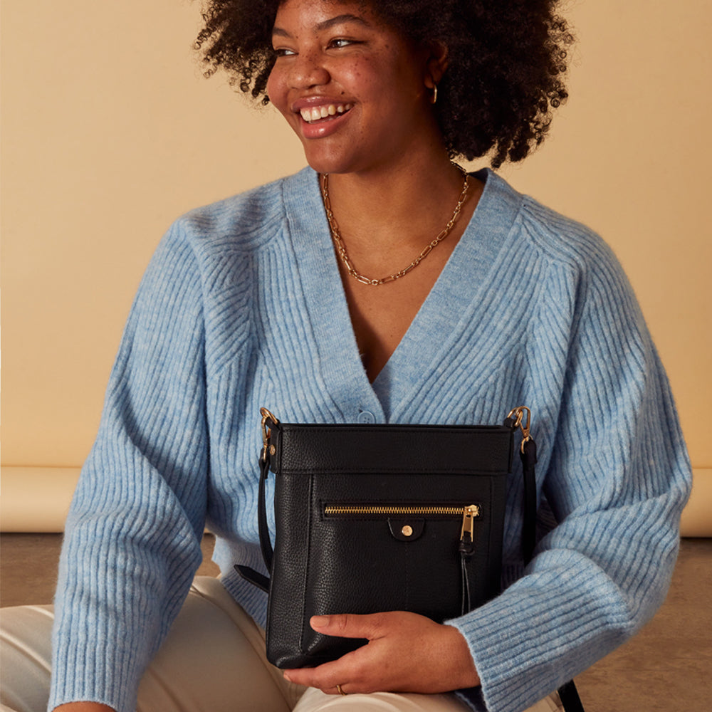 Accessorize London Women's Black Classic Messenger Sling Bag