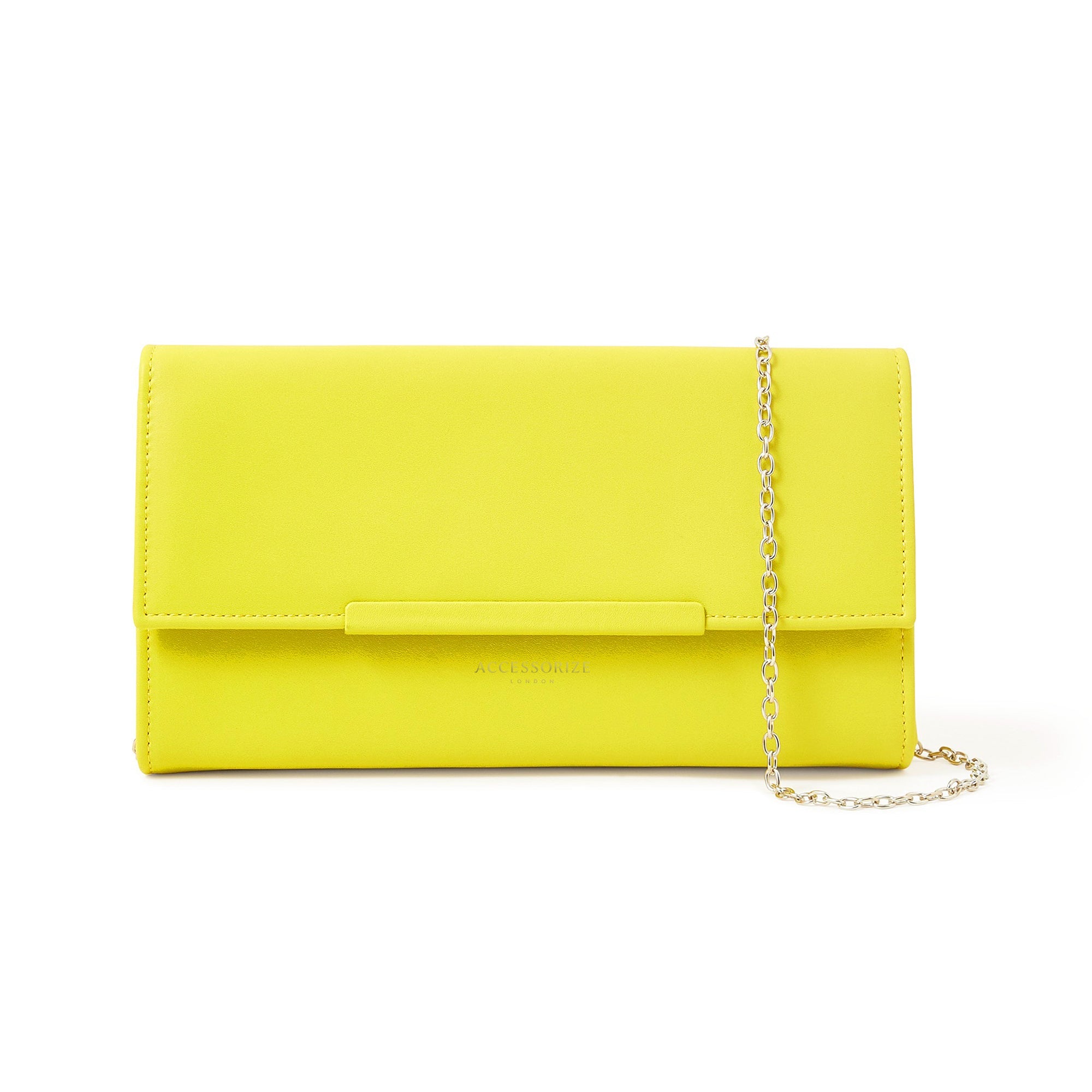 Neon yellow outlet clutch bag