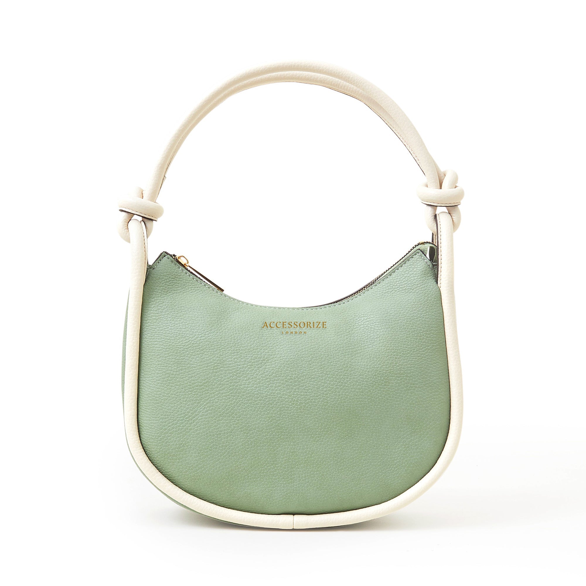 Accessorize London Women's Faux Leather Light Green Contrast Knotted Shoulder Bag