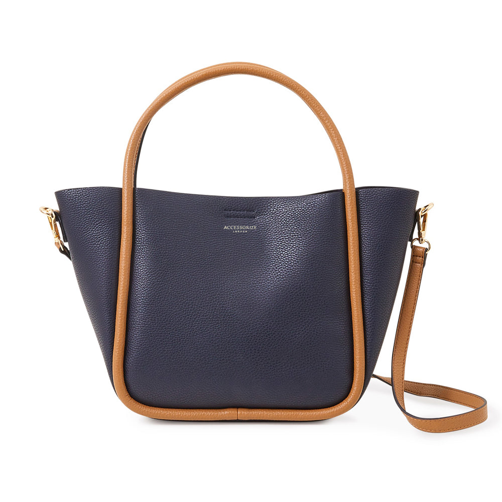 Accessorize London Navy Contrast Piped Handheld Bag