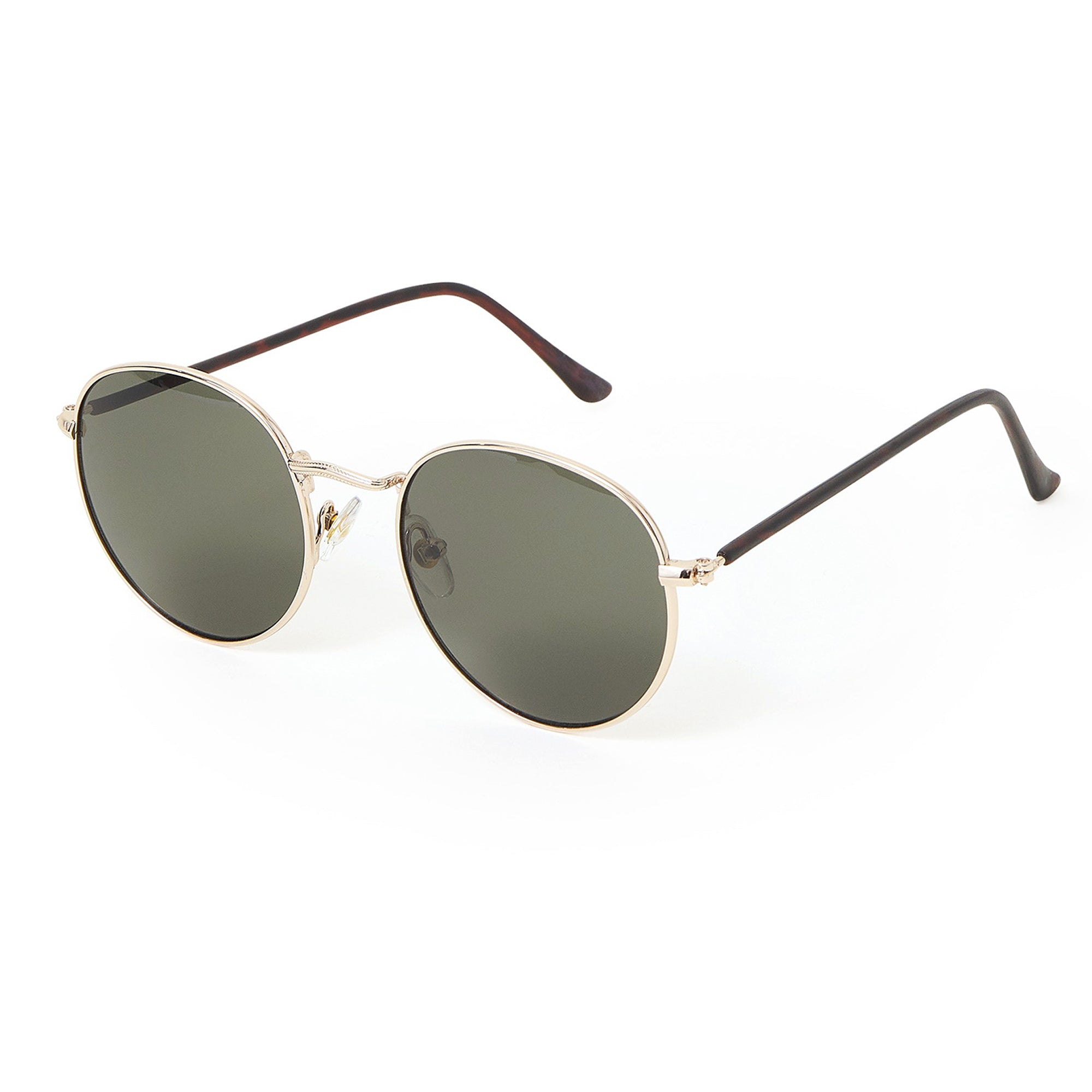 Women's Round Gold Metal Frame Sunglasses Features