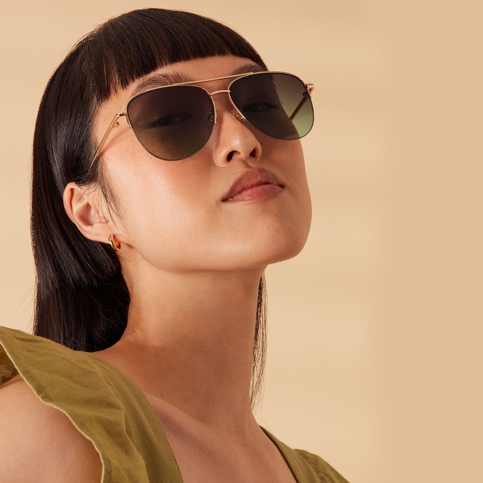 Accessorize London Women's Green Half Frame Aviator Sunglasses