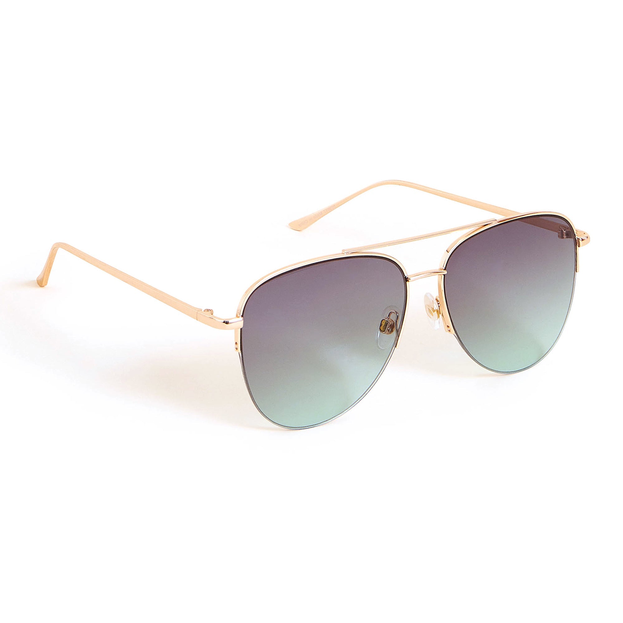 Accessorize London Women's Green Half Frame Aviator Sunglasses