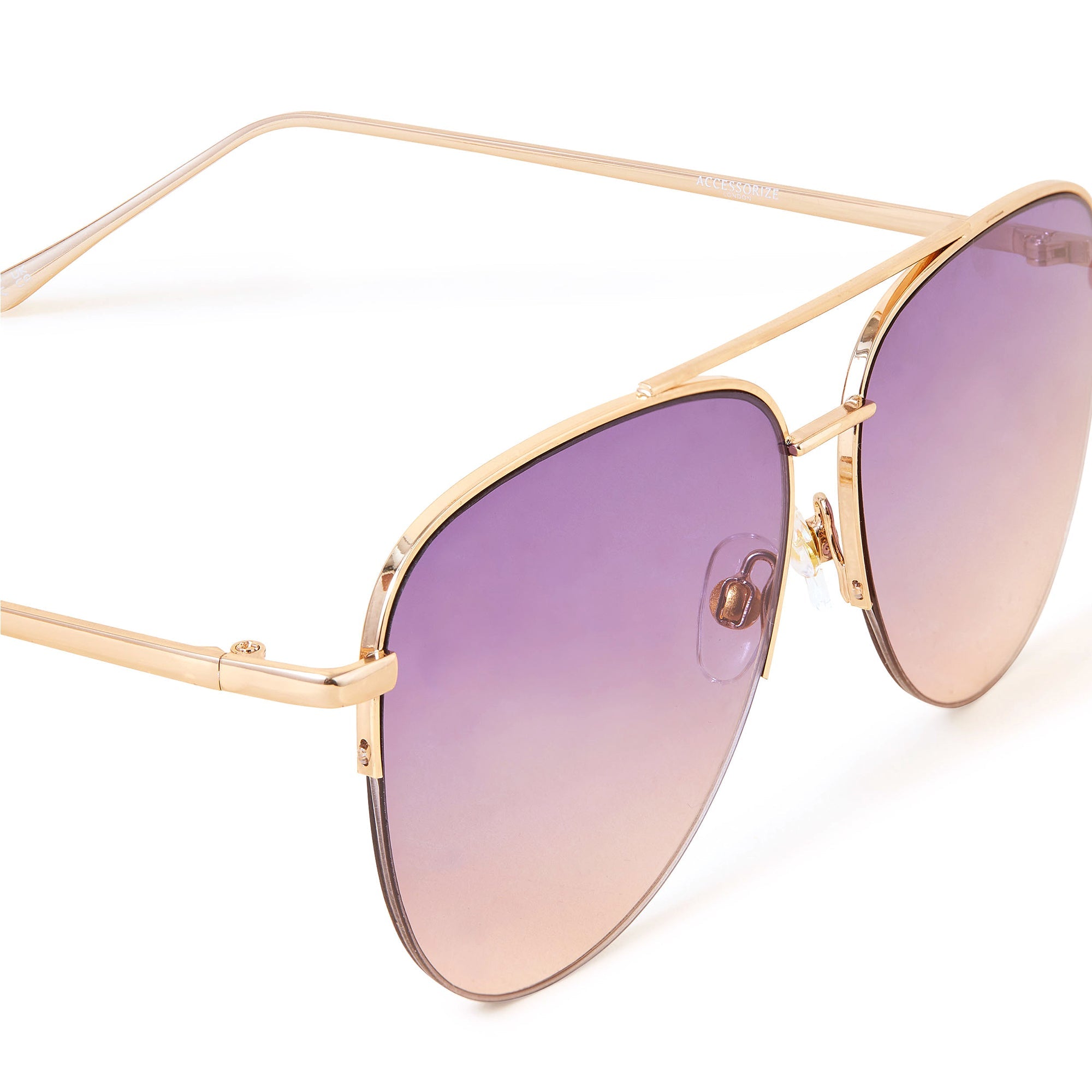 Accessorize London Women's Purple Half Frame Aviator Sunglasses