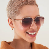 Accessorize London Women's Gold Half Frame Aviator Sunglasses