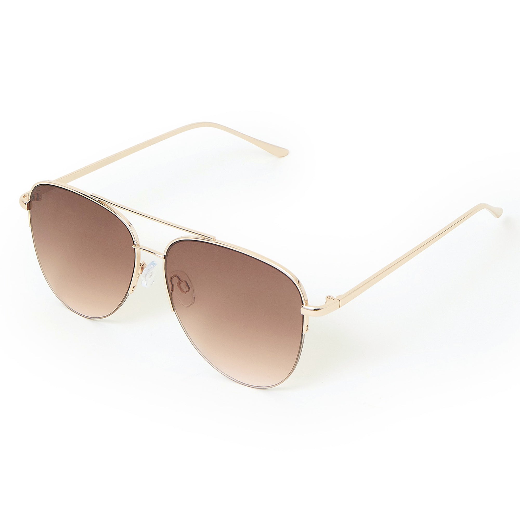 Accessorize London Women's Gold Half Frame Aviator Sunglasses