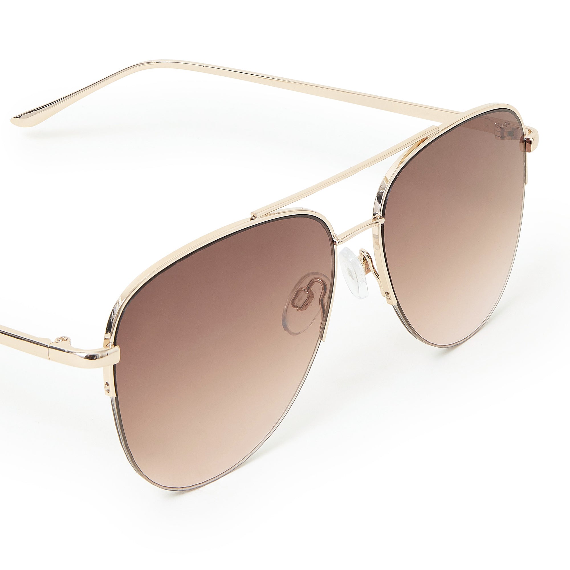 Accessorize London Women's Gold Half Frame Aviator Sunglasses