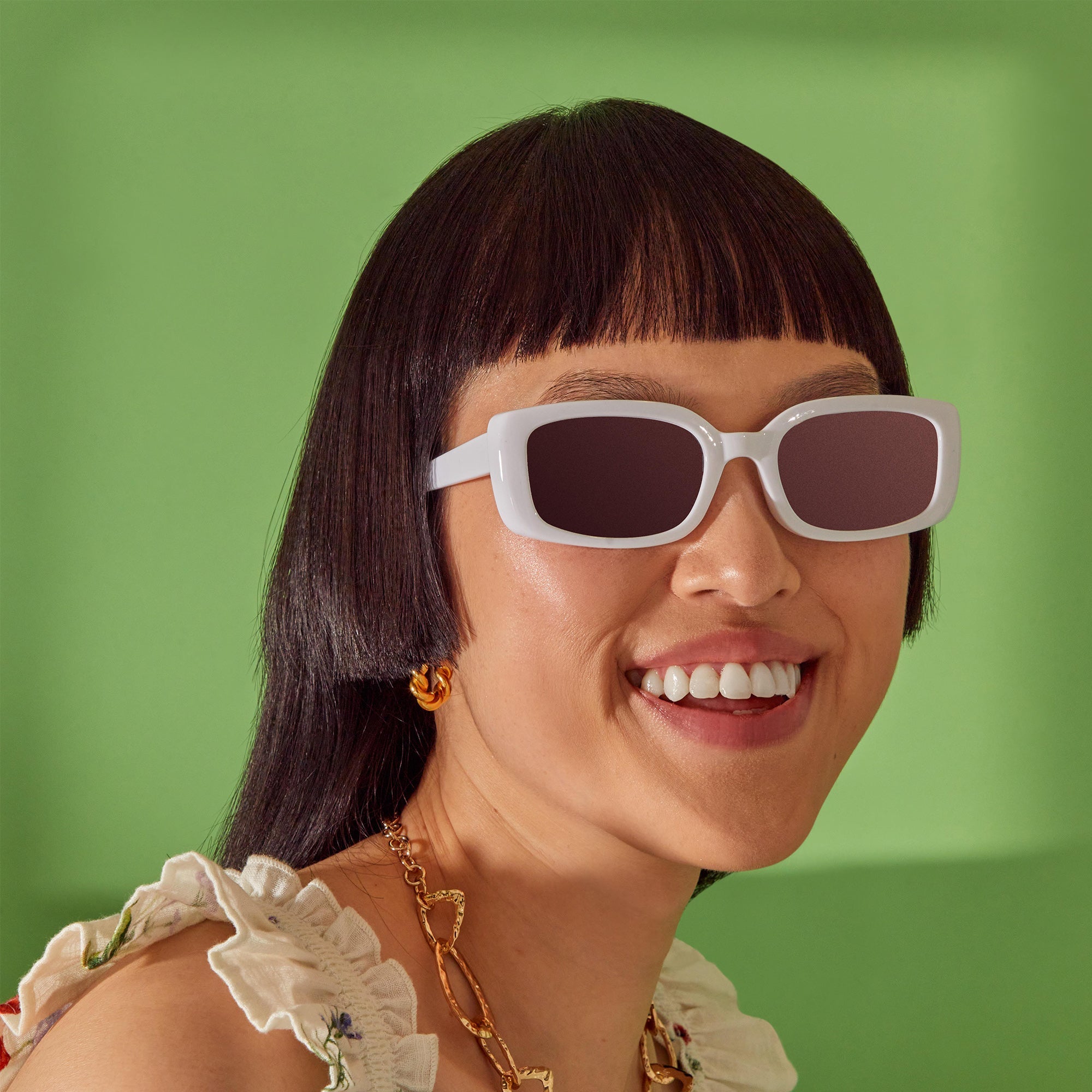 Accessorize London Women's White Soft Rectangle Sunglasses