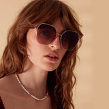 Accessorize London Women's Gold Metal Rim Square Sunglasses