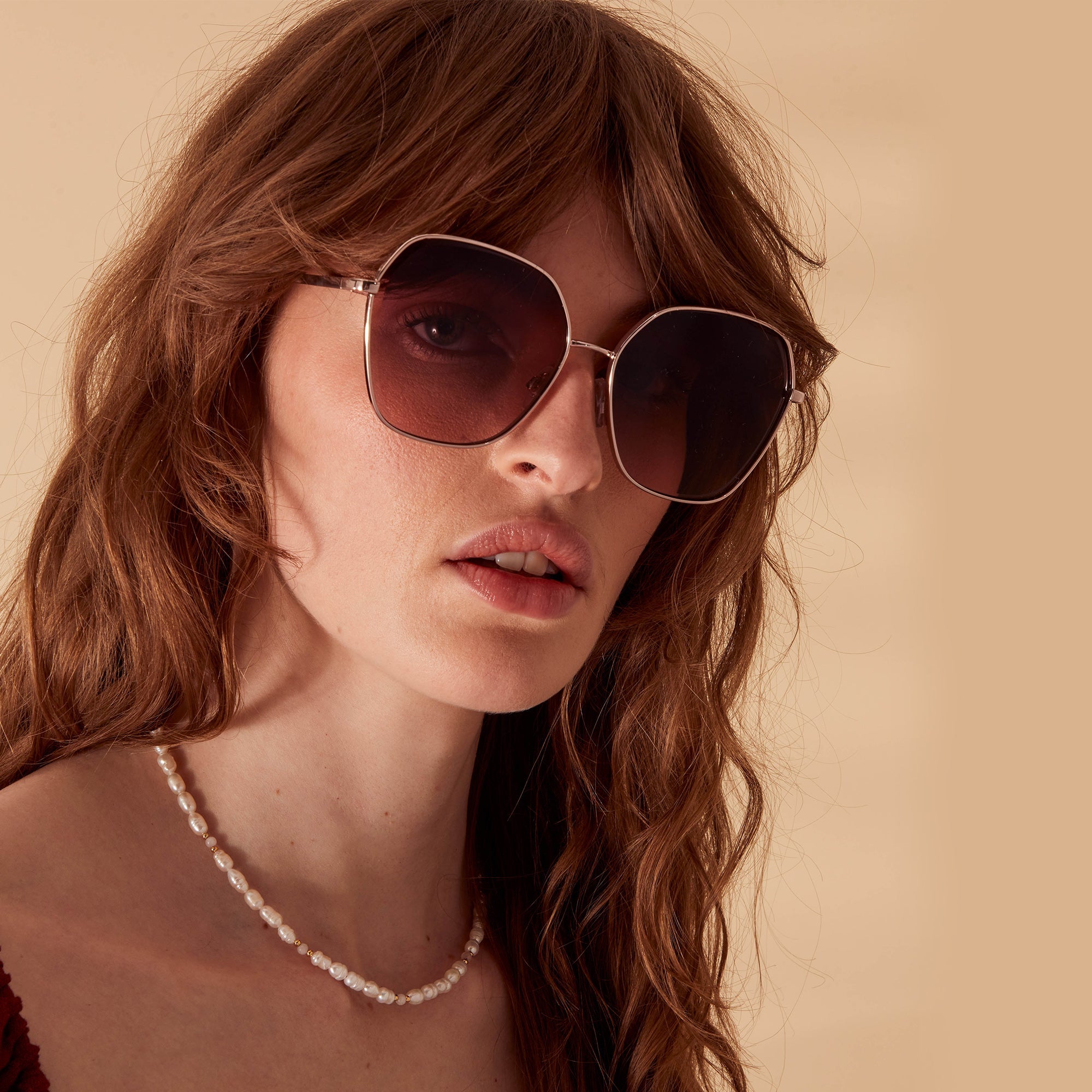 Accessorize London Women's Gold Metal Rim Square Sunglasses