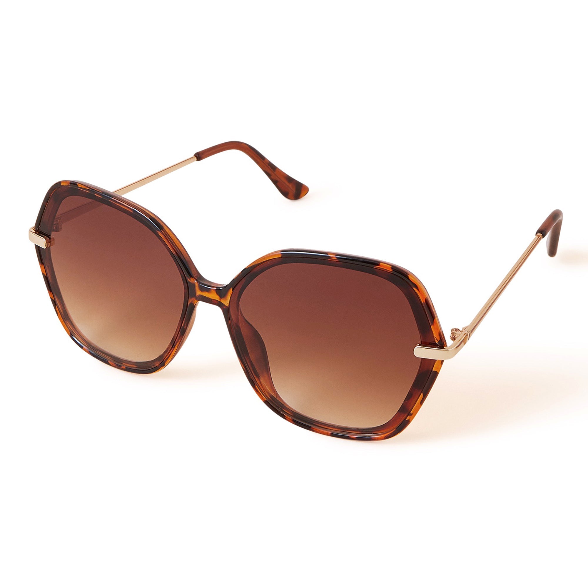 Accessorize London Women's Brown Soft Hexagon Sunglasses