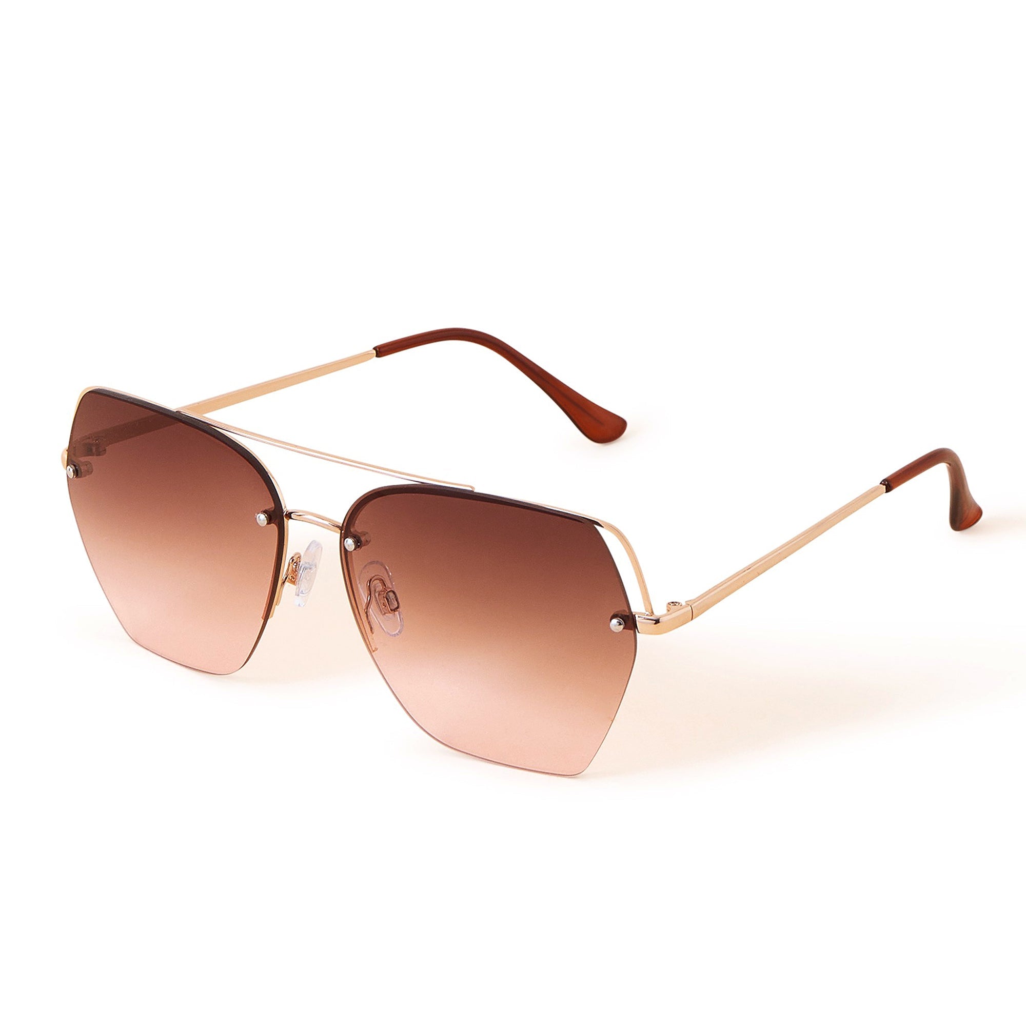 Accessorize London Women's Gold Rimless Aviator Sunglasses