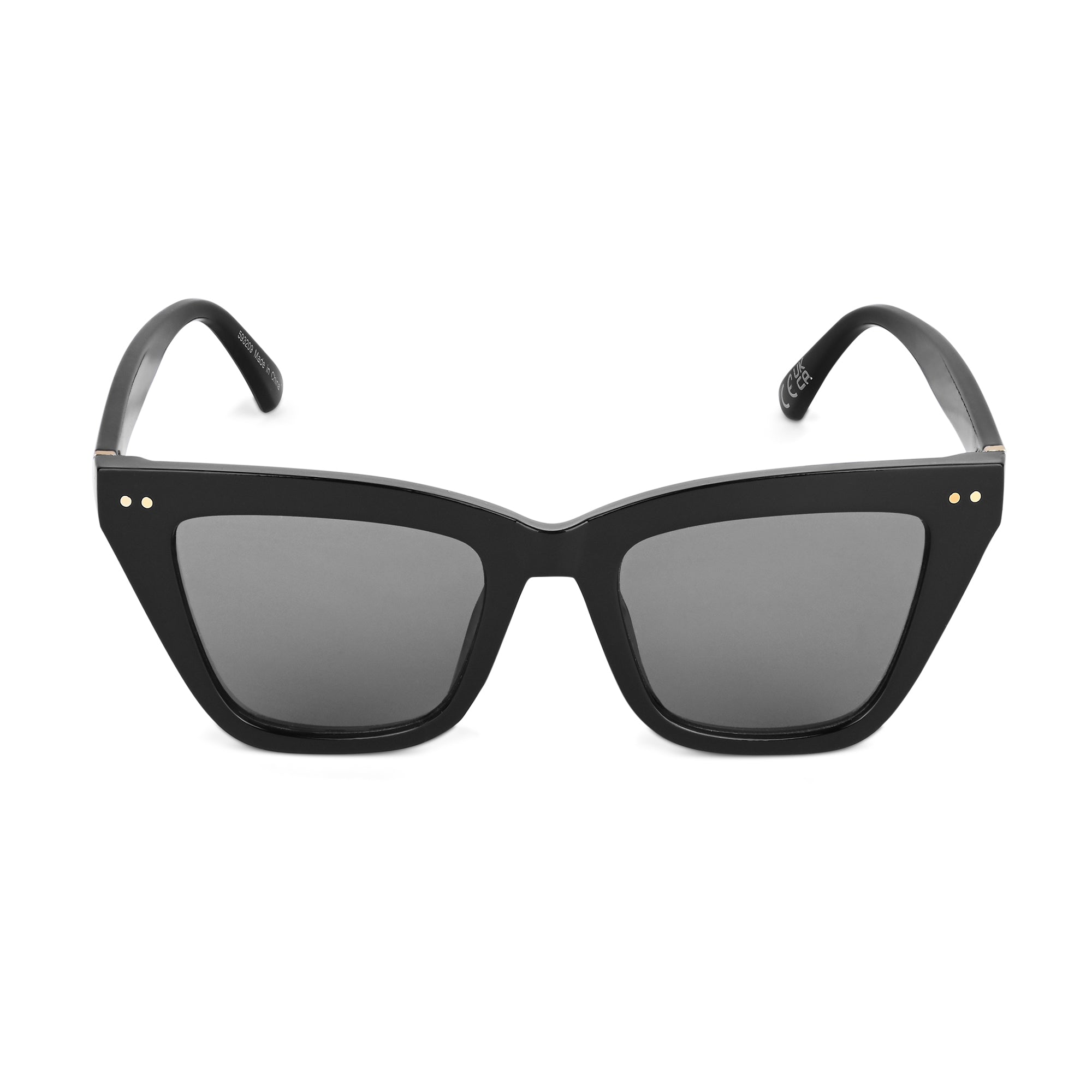 Accessorize London Women's Black Angled Cateye Sunglasses