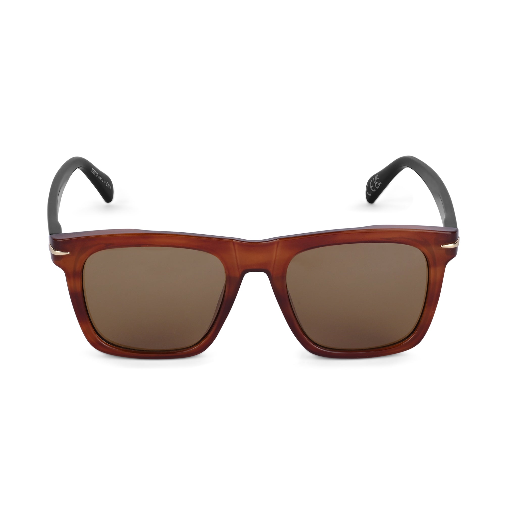Accessorize London Women's Brown Contrast Arm Flattop Sunglasses