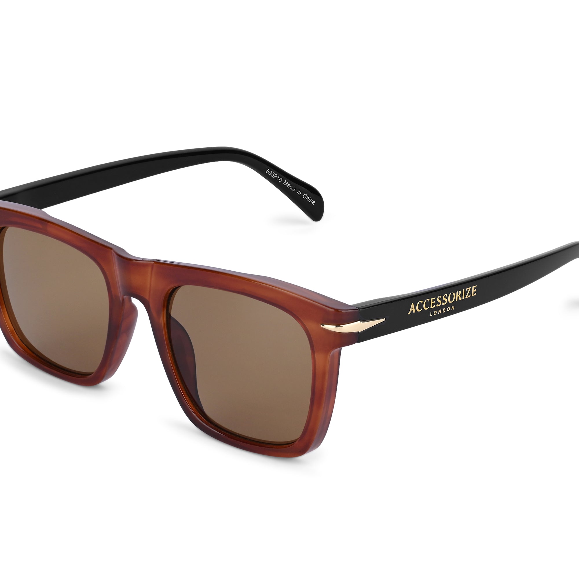 Accessorize London Women's Brown Contrast Arm Flattop Sunglasses